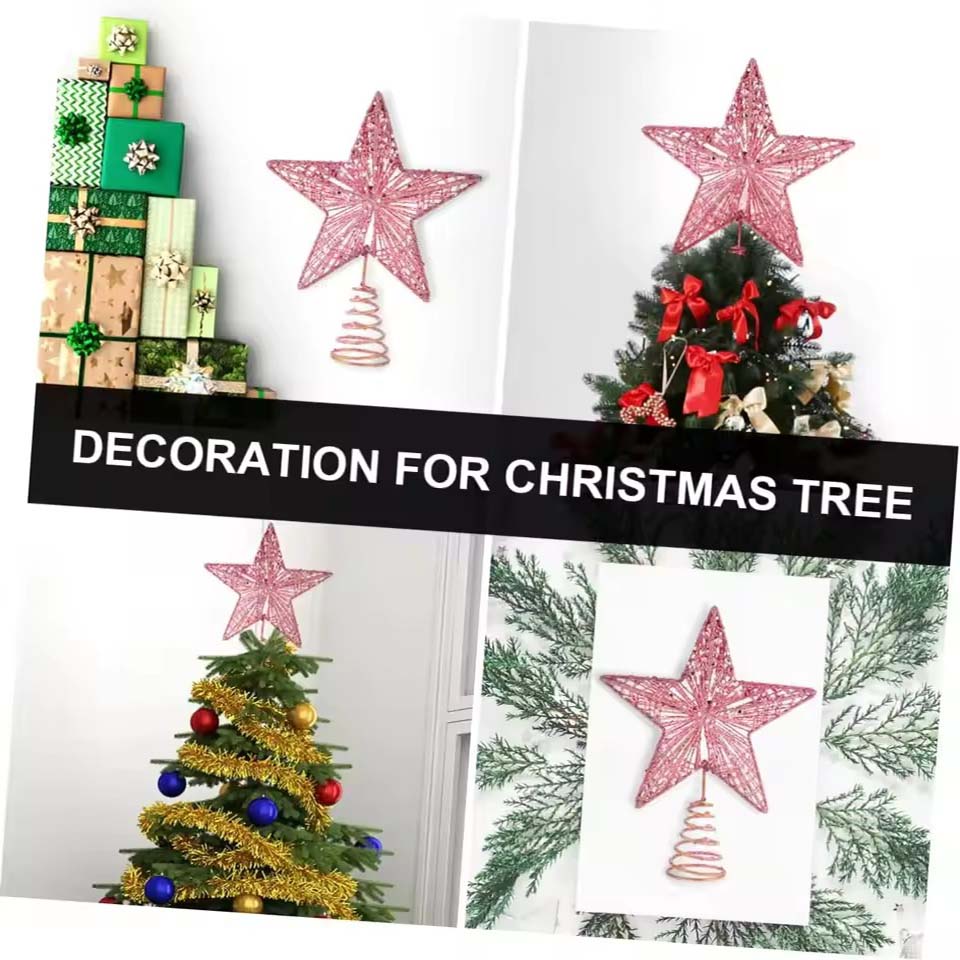 Star Tree Topper - ดาวประดับยอดต้นคริสต์มาสทรงห้าเหลี่ยม ดาวประดับต้นคริสต์มาสสุดประณีต ดาวตกแต่งต้นคริสต์มาสขนาดเล็ก ของตกแต่งคริสต์มาส