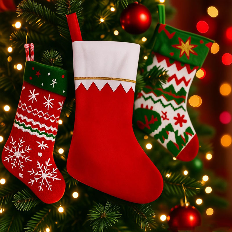 Christmas Stocking Hanging - ถุงเท้าคริสต์มาสสำหรับแขวนตกแต่งเตาผิง ถุงของขวัญสำหรับตกแต่งบ้าน งานปาร์ตี้ ของประดับตกแต่งเทศกาล ของตกแต่งบ้าน
