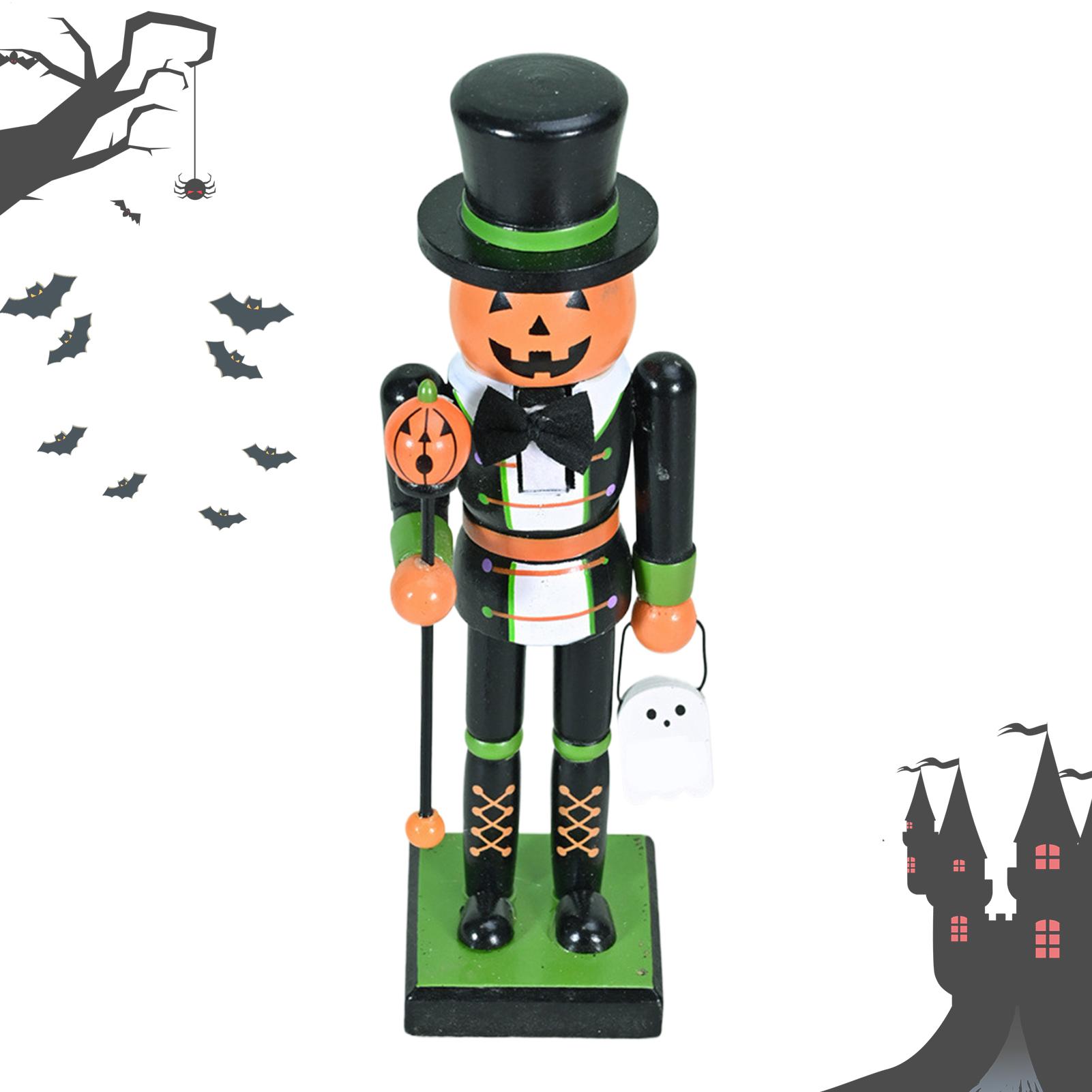 Nutcracker Figurine - ตุ๊กตานัทแครกเกอร์ฮาโลวีน ตุ๊กตานัทแครกเกอร์ไม้ ตกแต่งวันหยุด ตุ๊กตาฮาโลวีน ของขวัญสำหรับตกแต่งบ้าน