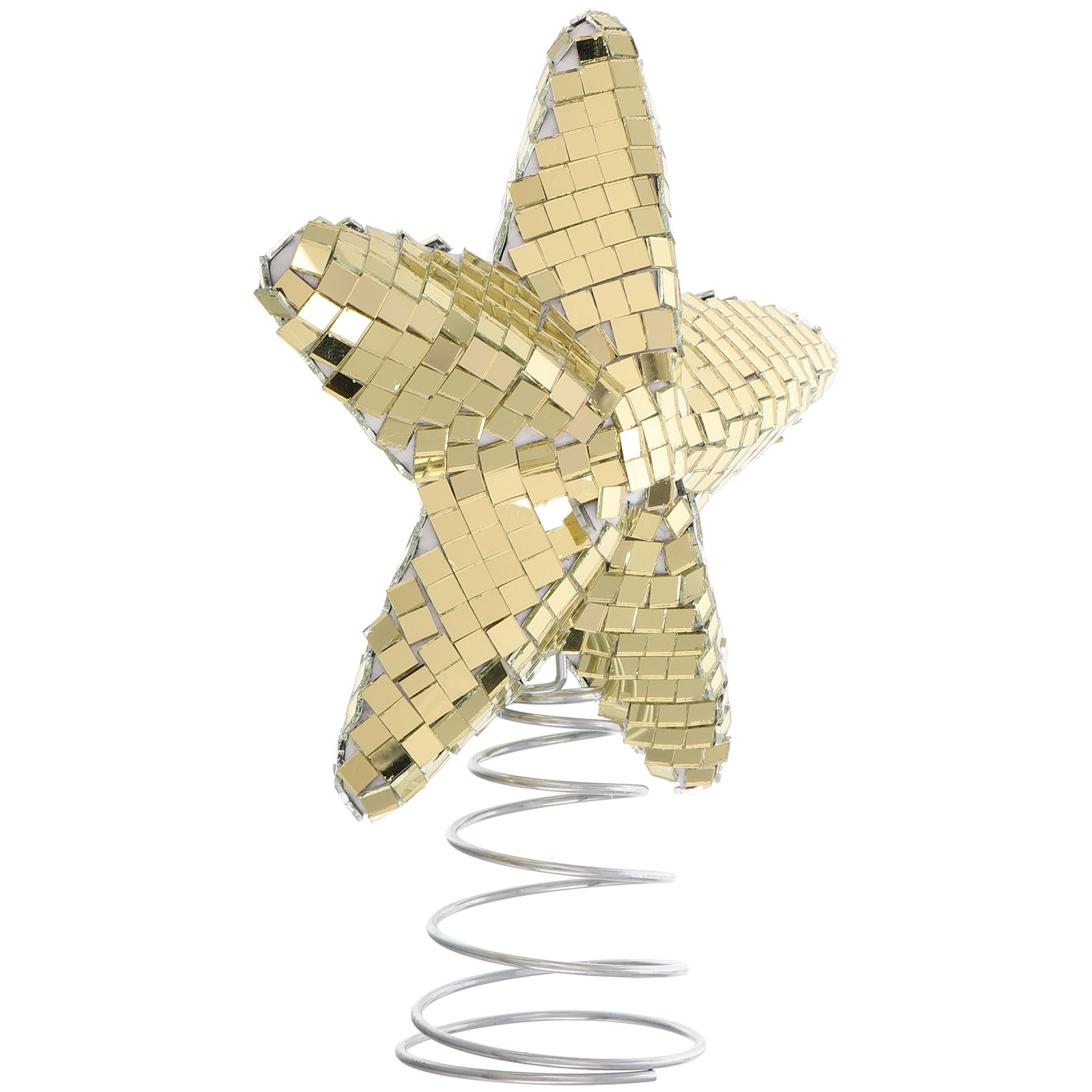 Star Tree Topper - ดาวประดับยอดต้นคริสต์มาส ลูกบอลดิสโก้ กลิตเตอร์ ของตกแต่งต้นไม้ขนาดเล็ก ของประดับตกแต่งวันหยุด สีทองแวววาว