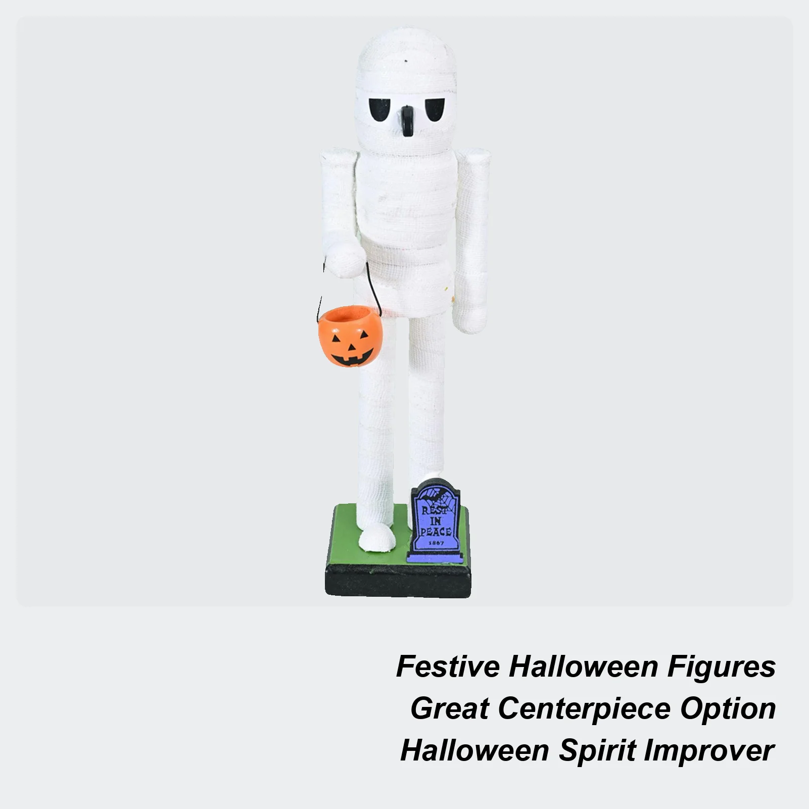 Nutcracker Figurine - ตุ๊กตาไม้กระเทาะเปลือกถั่วฮาโลวีนรูปโครงกระดูก ตุ๊กตาไม้กระเทาะเปลือกถั่วแม่มดฟักทองตั้งโต๊ะ ของตกแต่งฮาโลวีนสำหรับใส่ในถุงของขวัญ สำหรับตกแต่งบ้าน
