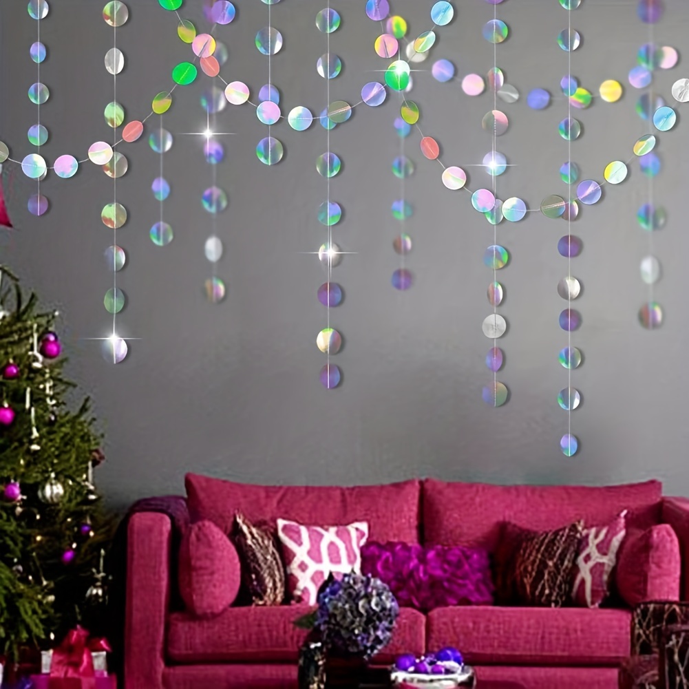 1 PC Shimmering Iridescent Cir - Tinsel Garland Decoration บทวิจารณ์และราคา