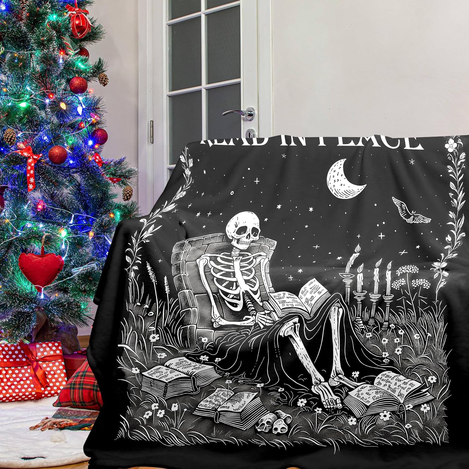 ผ้าห่มลายโกธิคผีอ่านหนังสือ, ผ - Christmas Throw Blanket บทวิจารณ์และราคา
